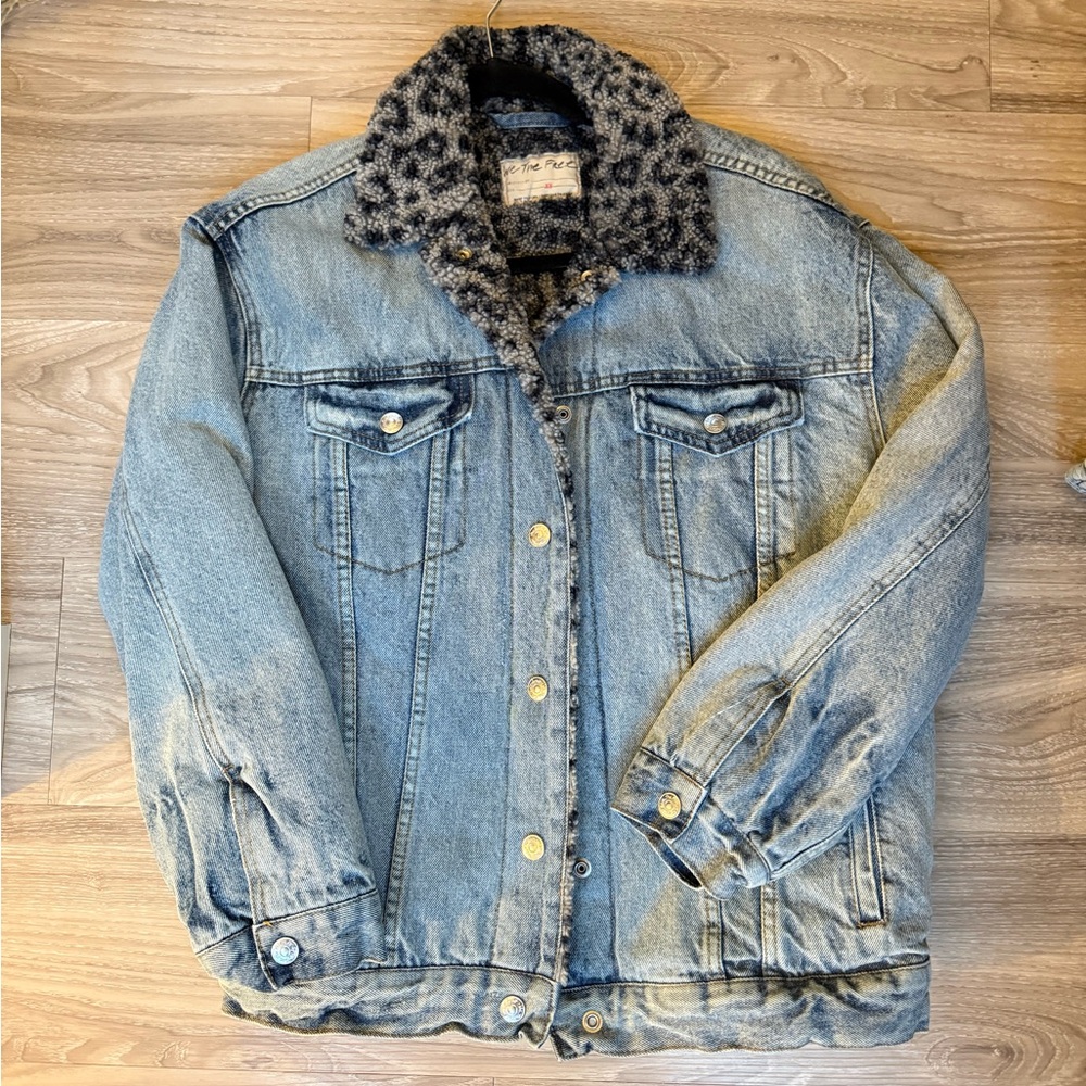 Free People Denim Jacket with Faux Fur Lining